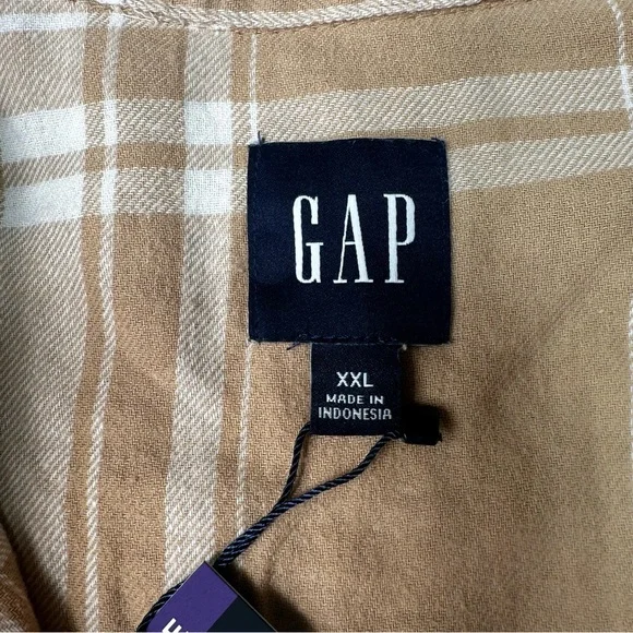 Gap Women's Soft‎ Cotton Relaxed Fit Button Up Flannel Shirt Size XXLarge -New - Picture 9 of 11